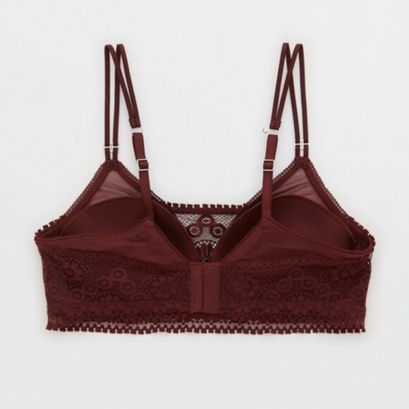 Aerie Real Power Wireless Push Up Joy Lace Bra in Royal Berry Size 32C New - Picture 2 of 11